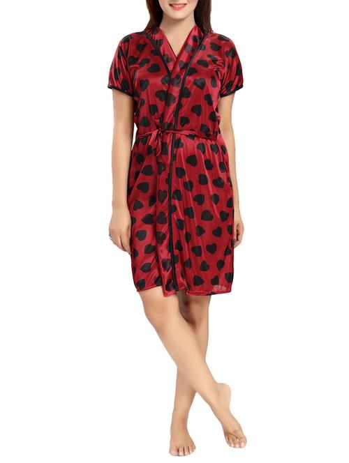 heart print robe with bra and panty set - 14902043 - Very Small Image - 1
