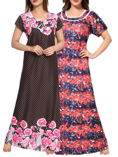 set of 2 multi colored nightwear gown - 14902058 - Very Small Image - 1