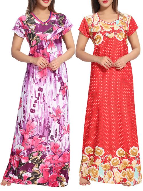 set of 2 multicolored maternity gown - 14902065 - Very Small Image - 1