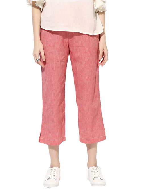pink cotton cropped tapered pant - 14902338 - Very Small Image - 1