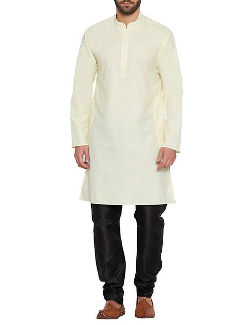 yellow cotton kurta pyjama set - 14902500 - Very Small Image - 1