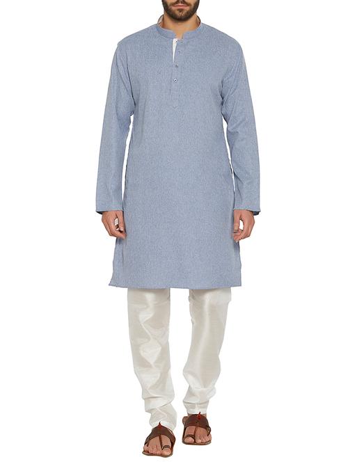 blue cotton kurta pyjama set - 14902502 - Very Small Image - 1