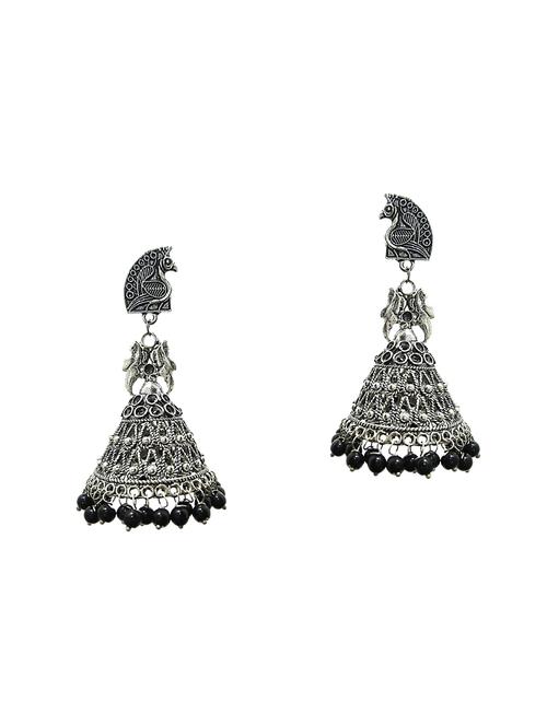 silver metal jhumka earrings - 14902999 - Very Small Image - 1