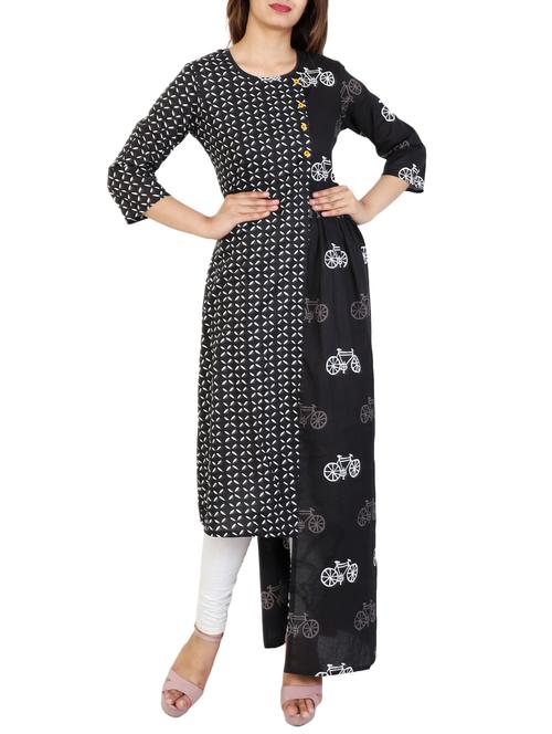 black rayon layered kurta - 14903349 - Very Small Image - 1