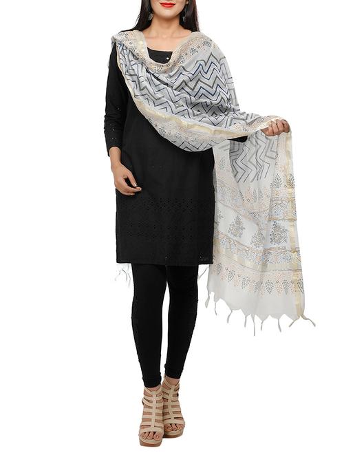 blue chanderi dupatta - 14904749 - Very Small Image - 1