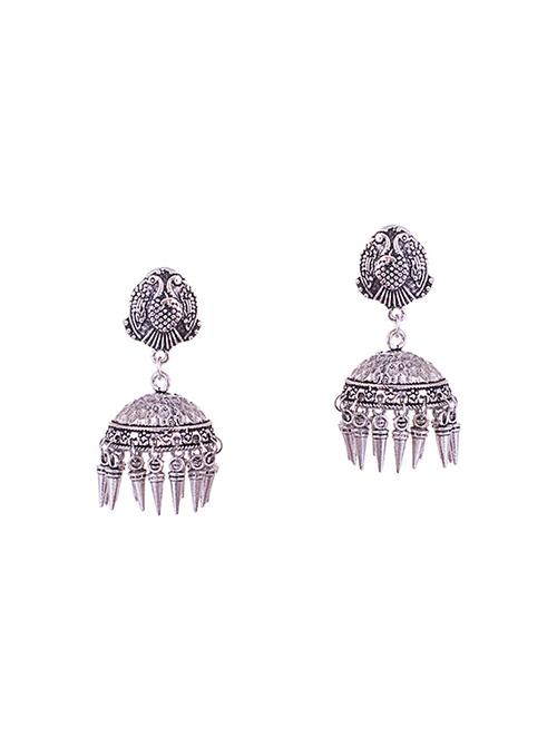 silver metal jhumka earrings - 14905073 - Very Small Image - 1