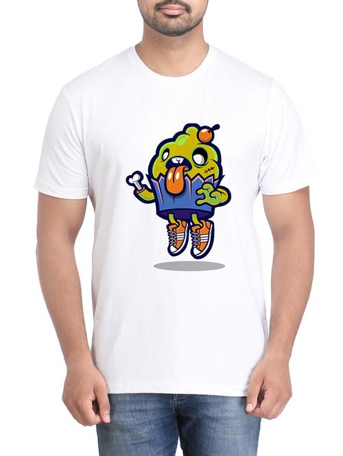 white cotton chest print tshirt - 14905620 - Very Small Image - 1