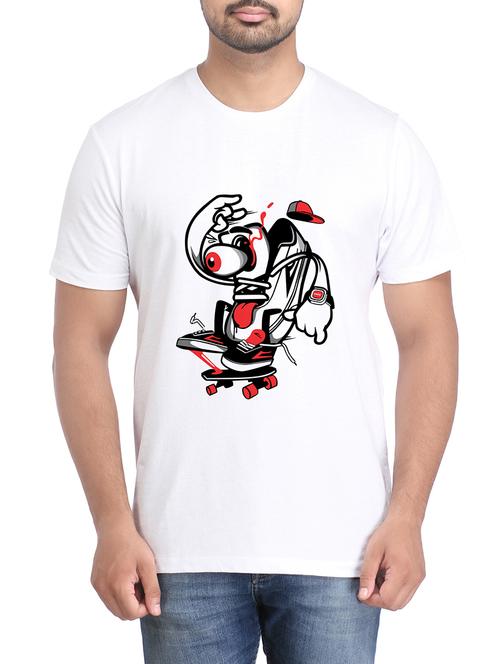 white cotton chest print tshirt - 14905627 - Very Small Image - 1