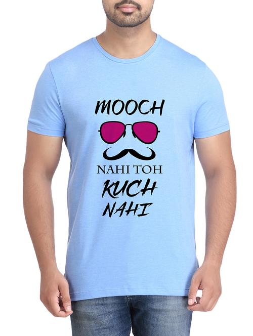 blue cotton chest print t-shirt - 14905629 - Very Small Image - 1