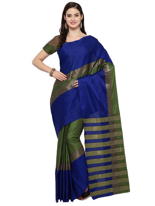 blue woven saree with blouse - 14907011 - Very Small Image - 1