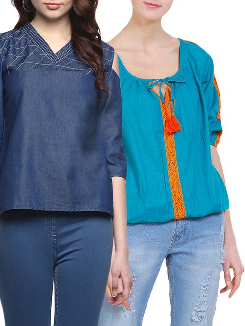 set of 2 multi colored cotton top - 14907251 - Very Small Image - 1
