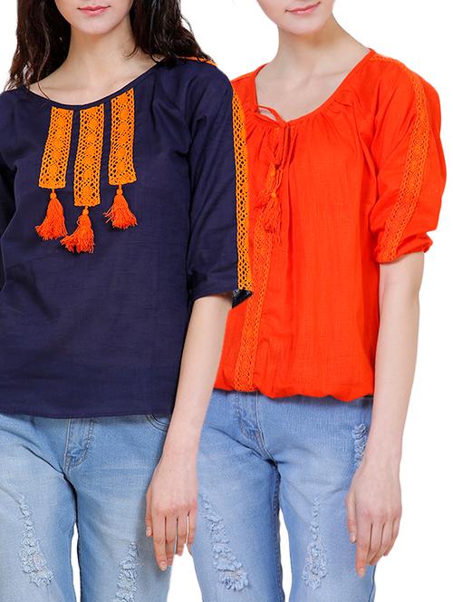 set of 2 multi colored cotton top - 14907267 - Very Small Image - 1