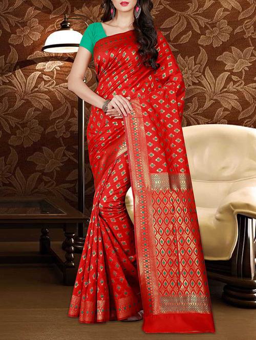 red silk patola saree with blouse - 14907390 - Very Small Image - 1