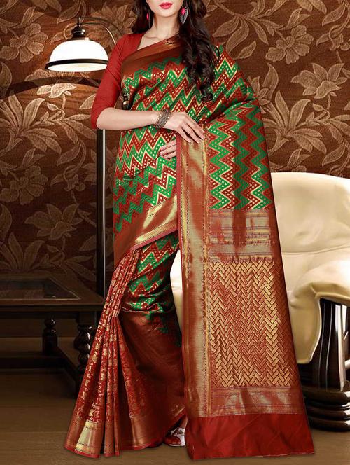 delicate zari patola saree with blouse - 14907394 - Very Small Image - 1