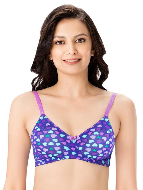 heart print cotton bra - 14908109 - Very Small Image - 1