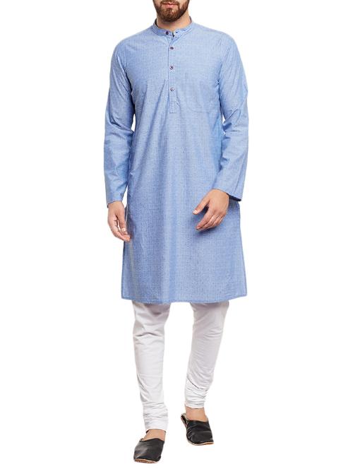 blue cotton long kurta - 14908414 - Very Small Image - 1