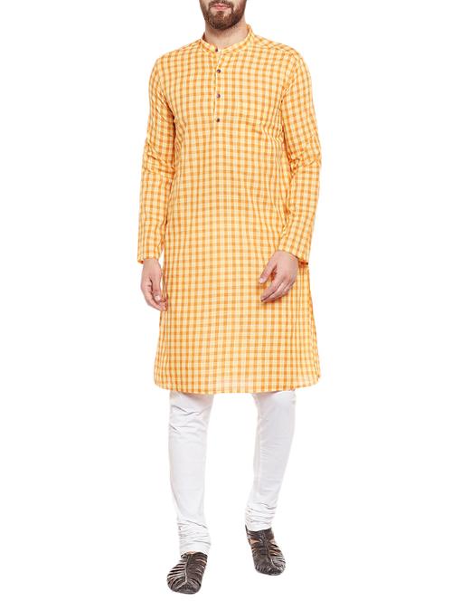 orange cotton long kurta - 14908505 - Very Small Image - 1