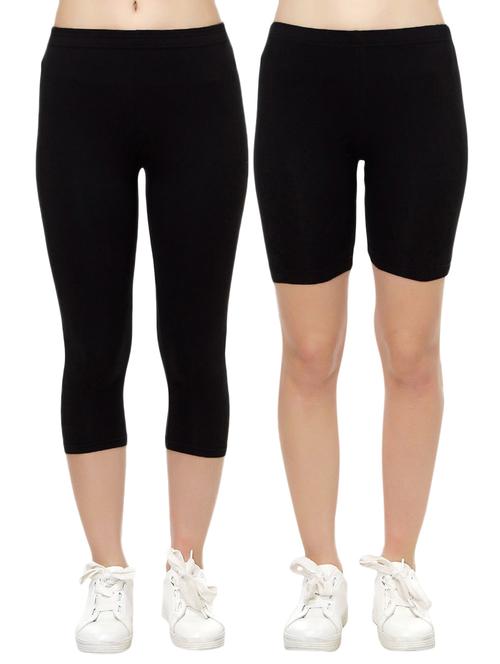 set of 2 black cotton capri legging - 14909282 - Very Small Image - 1