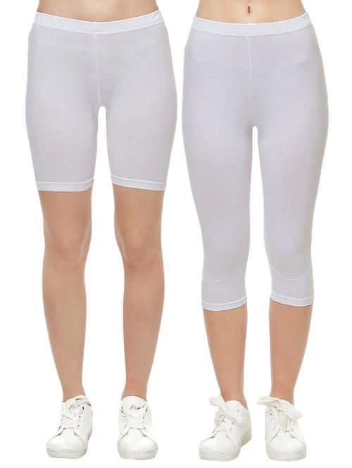 set of 2 white cotton capri legging - 14909295 - Very Small Image - 1