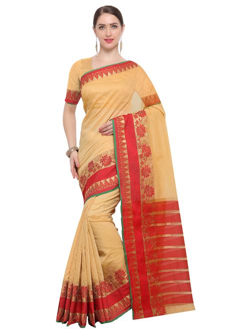 zari bordered chanderi saree with blouse - 14909538 - Very Small Image - 1