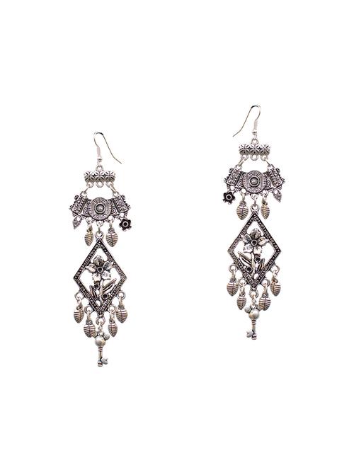 silver oxidized metal drop earrings - 14910300 - Very Small Image - 1