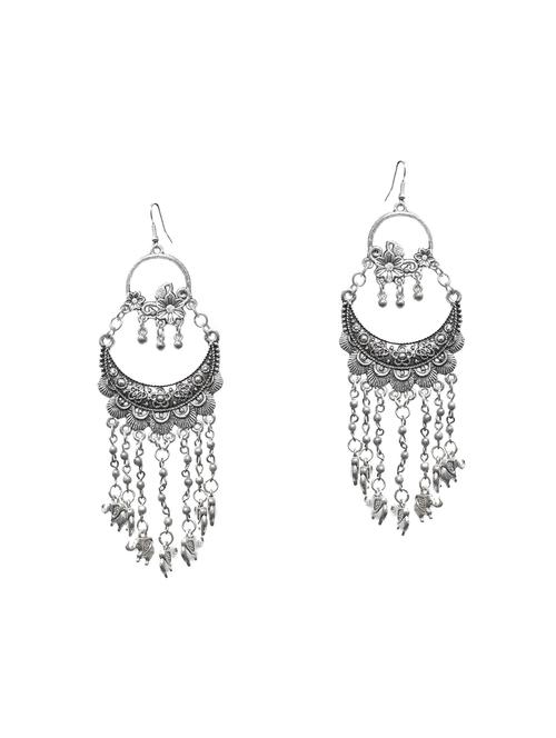 silver oxidized metal chandballi earrings - 14910302 - Very Small Image - 1