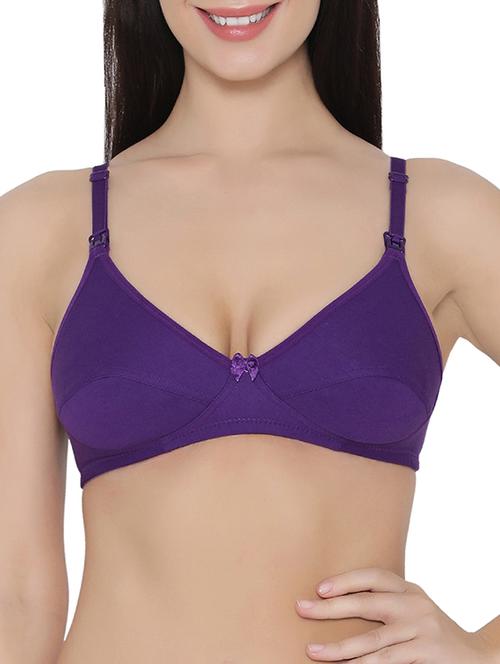 solid purple cotton blend bra - 14911265 - Very Small Image - 1