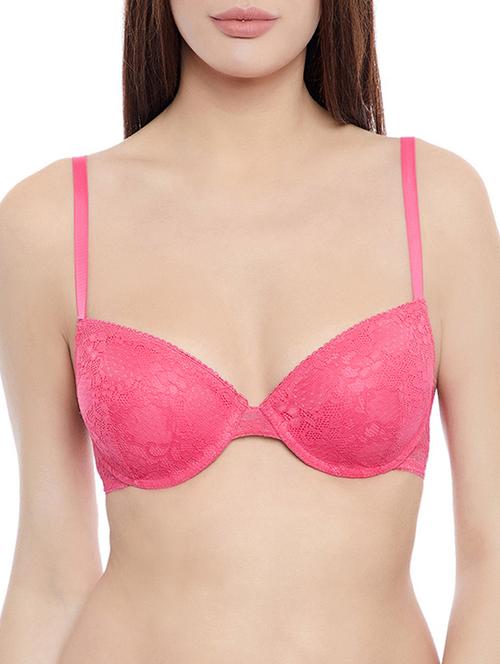 pink lace plunge bra - 14911288 - Very Small Image - 1