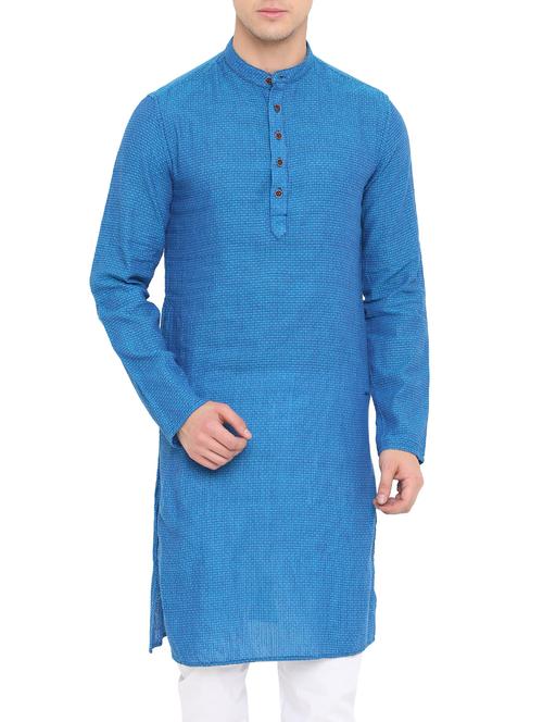 blue cotton long kurta - 14911856 - Very Small Image - 1