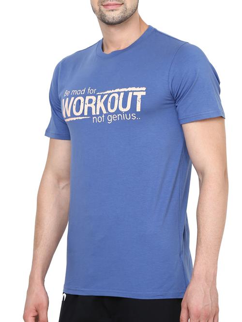 blue cotton chest print tshirt - 14912136 - Very Small Image - 1