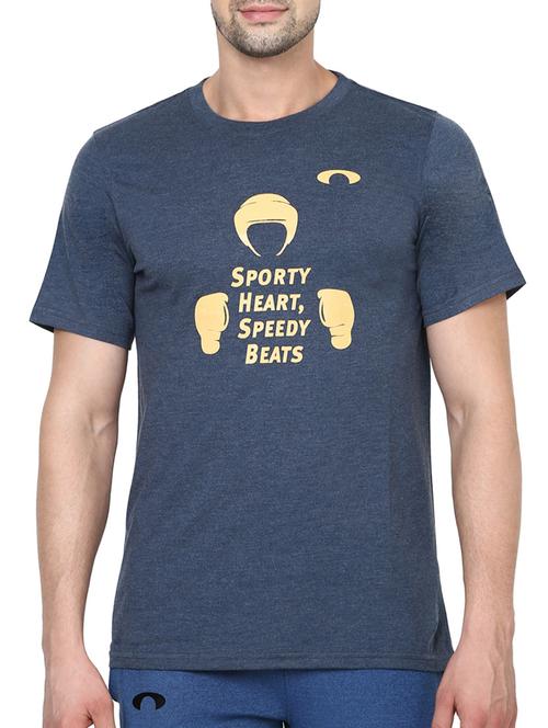 blue polyester chest print tshirt - 14912140 - Very Small Image - 1