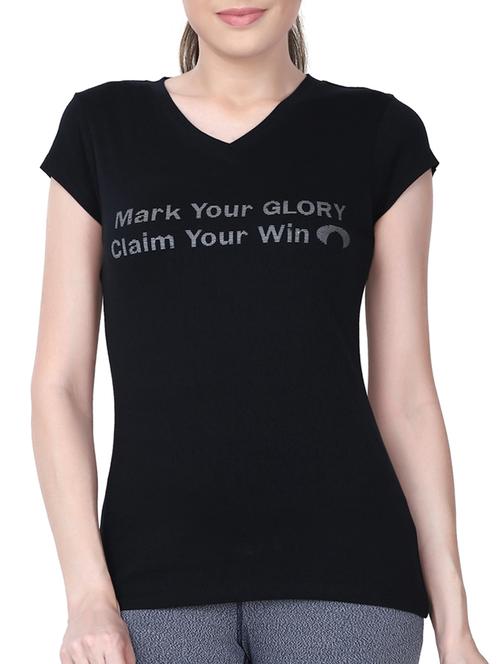 black cotton printed tee - 14912165 - Very Small Image - 1