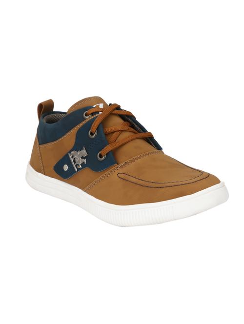 brown leatherette lace up sneaker - 14912230 - Very Small Image - 1