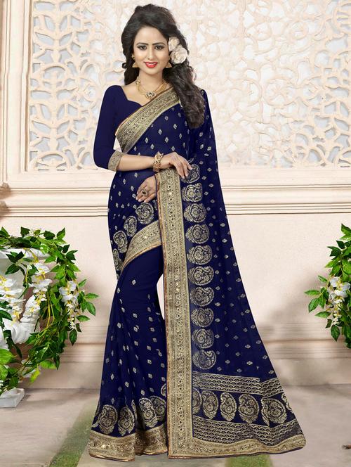 delicate zari embellished saree with blouse - 14912331 - Very Small Image - 1