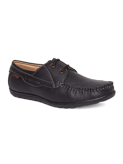 black leatherette lace up boatshoe - 14912592 - Very Small Image - 1
