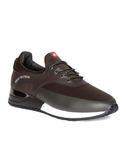 brown leatherette lace up sport shoe - 14912960 - Very Small Image - 1