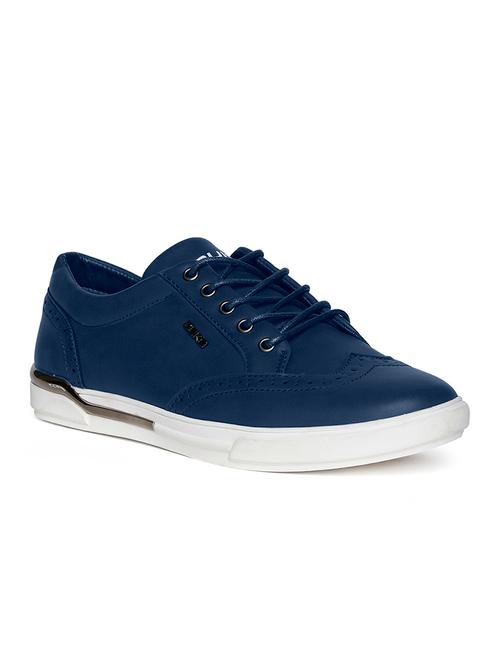 navy leatherette lace up sneaker - 14912962 - Very Small Image - 1