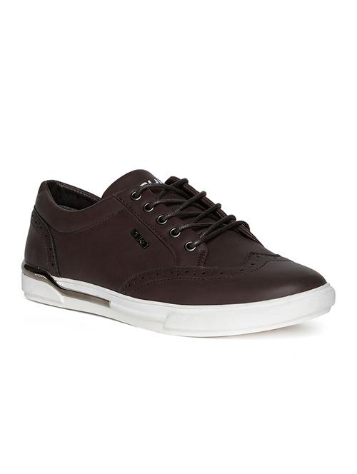 brown leatherette lace up sneaker - 14912963 - Very Small Image - 1
