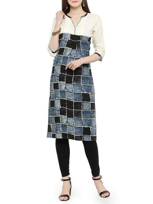 checks straight kurta - 14912998 - Very Small Image - 1