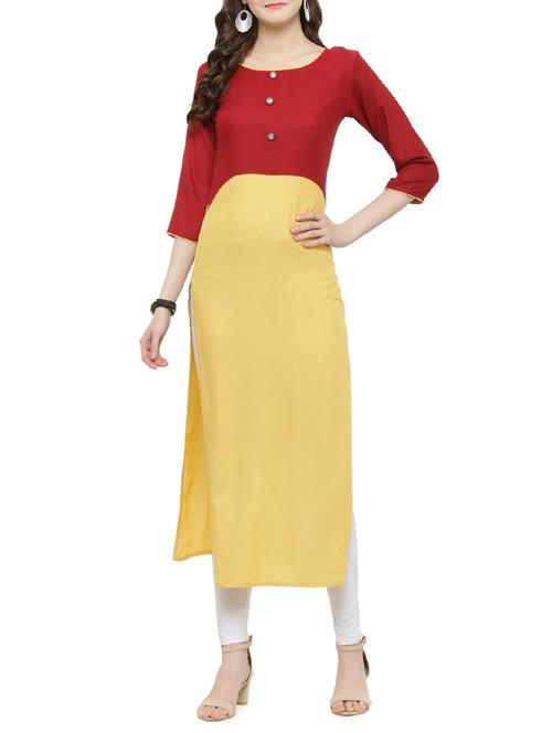 color block straight kurta - 14913010 - Very Small Image - 1