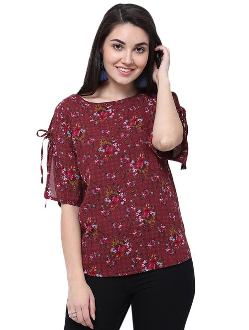 maroon floral top - 14914046 - Very Small Image - 1
