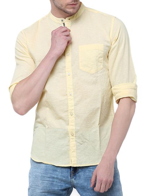 yellow cotton linen casual shirt - 14914490 - Very Small Image - 1