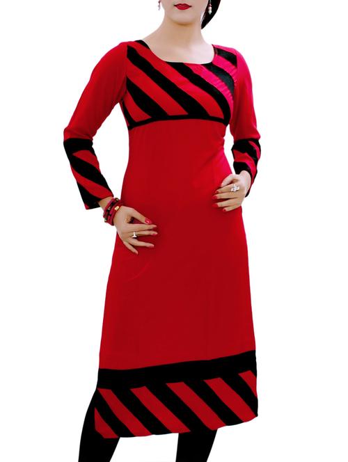 straight color block kurta - 14914687 - Very Small Image - 1