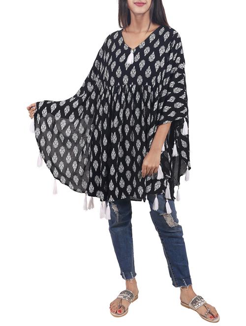 black printed kaftan - 14914781 - Very Small Image - 1