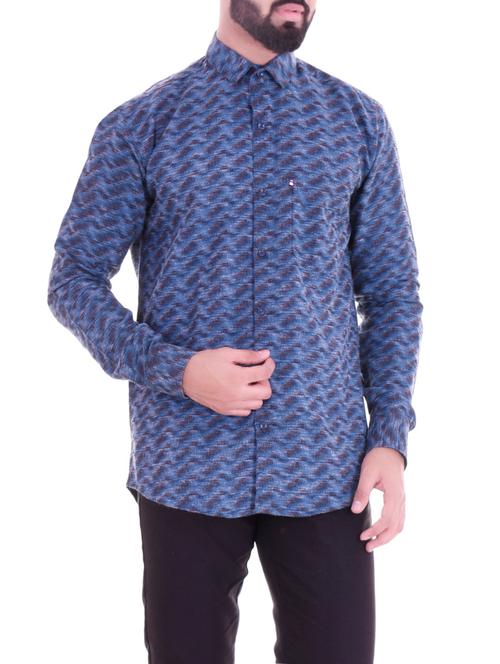 blue cotton casual shirt - 14915003 - Very Small Image - 1