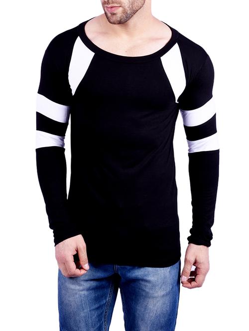 black cotton color block t-shirt - 14915060 - Very Small Image - 1