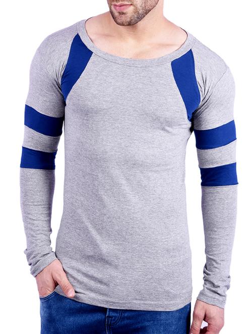 grey cotton color block t-shirt - 14915061 - Very Small Image - 1
