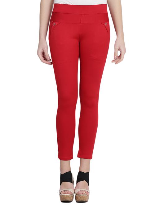 solid red cotton jegging - 14915651 - Very Small Image - 1