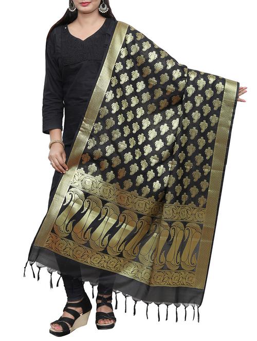 black art silk dupatta - 14916044 - Very Small Image - 1