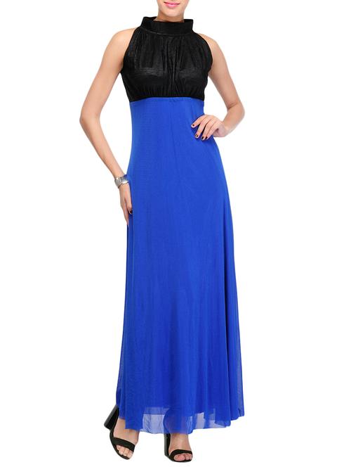 blue color block maxi dress - 14917236 - Very Small Image - 1